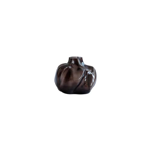 Vase Wabi Mini verre marron / Ø 19 x H 16 cm - 101 COPENHAGEN - Mini / Marron fumé - Verre soufflé bouche