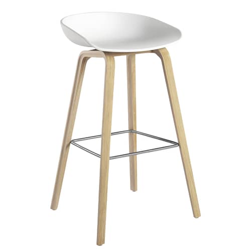 About a stool AAS 32 Barhocker H 75 cm - Hay - Weiß - Gestell Holz natur - Eiche, Polypropylen