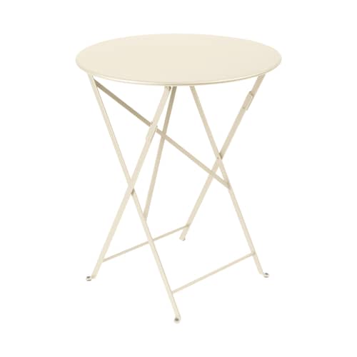 Klapptisch Bistro metall beige / Ø 60 cm - 2 Personen - Fermob - Milchkaffee Beige - lackierter Stahl