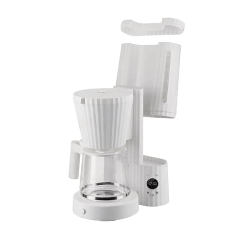 Cafetière filtre Plissé plastique blanc / Programmable - 1,5 L/10 tasses - Alessi - Blanc - Acier, Résine thermoplastique, Verre
