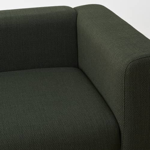 Canapé droit UK Mags n°1 tissu vert / 2,5 places - L 228 cm / Version UK - Hay - Vert foncé (Tissu Maglia) - Bois, Mousse polyuréthane HR, Ressorts, Tissu