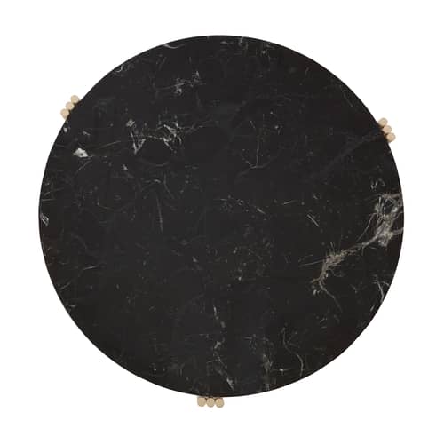 Tribus Coffee table marble black / Ø 80 x H 45 cm - Marble - AYTM - Black marble / Sand-colored bases - Marble, Steel
