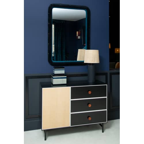 Comò Essence legno nero / L 100 x H 75 cm - Legno & rattan - Maison Sarah Lavoine - Nero & rattan - Legno laccato, Metallo, Midollino