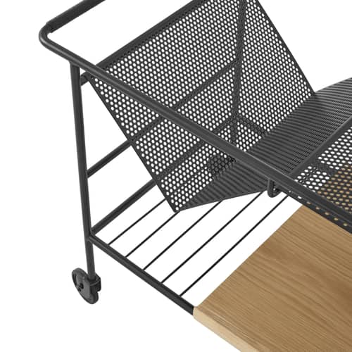 Desserte Alima NDS1 métal noir / 90 x 42 x H 60 cm - &tradition - Noir / Chêne - Acier, Bois, Cuir