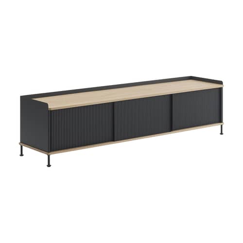Enfold Dresser metal black / L 186 x H 48 cm - Muuto - Oak / Black - Lacquered steel, Oiled solid oak