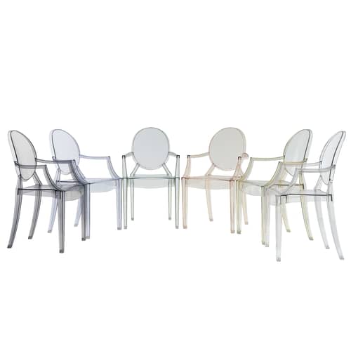 Fauteuil empilable Louis Ghost plastique orange / Polycarbonate 2.0 - Kartell - Orange transparent - Polycarbonate