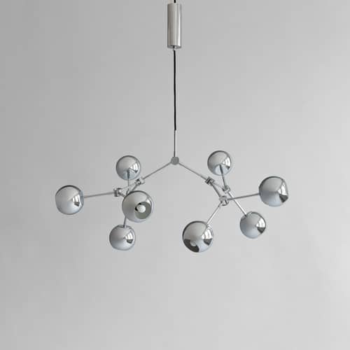 Drop Globe Mini Pendant metal silver / 95 x 70 x H 55 cm - 101 COPENHAGEN - Chromed - Iron