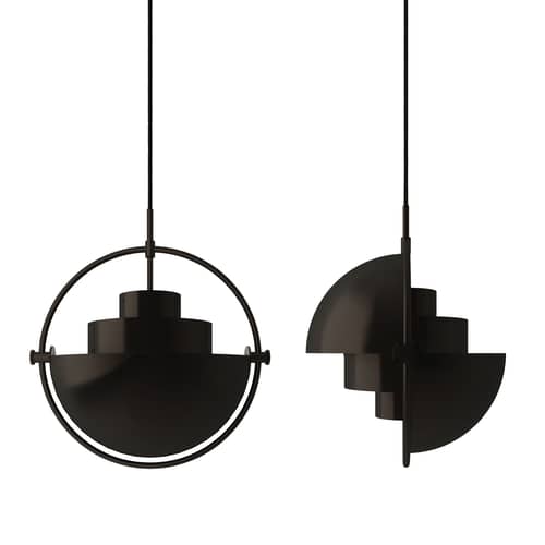Multi-Lite Small Pendant metal black / Ø 25 cm - Modular & orientable / 1972 reissue - Gubi - Black brass / Black brass circle - Metal