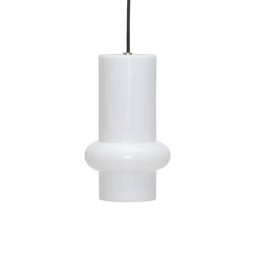 Pendelleuchte Pilule Pendule Down glas weiß / Ø 15 x H 25 cm - HÜBSCH - Down / Weiß glänzend - mundgeblasenes Glas