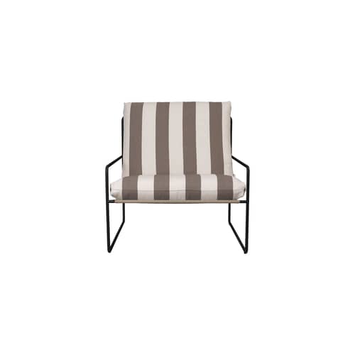 Poltrona imbottita Desert Stripe tessuto marrone - Ferm Living - Striscia di cioccolato / Nero - Acciaio galvanizzato, Schiuma di poliuretano, Tessuto in polipropilene