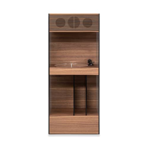Vinyl-Schallplatte PR Alta holz braun / Vinyl-Schallplatte & angeschlossene Hifi-Box - La Boîte Concept - Nussbaum / Rauchglas - Aluminium, Geräuchertes Hartglas, Nussbaum