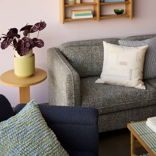 Sofa 2 Sitzer Soba textil grau / L 178 cm - HÜBSCH - Dunkelgrau - Furnier, Polyester-Gewebe, Polyurethan-Schaum