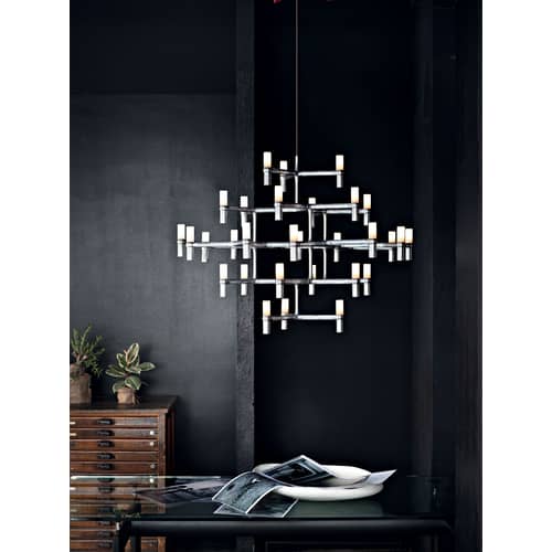 Suspension Crown Major métal or / Ø 113 cm - Plaqué or véritable - Nemo - Plaqué or - Aluminium plaqué or véritable, Verre sablé