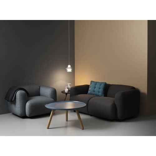 Swell Straight sofa textile grey / L 167 cm - 2-seater - Normann Copenhagen - Grey - Fabric, Foam, Wood