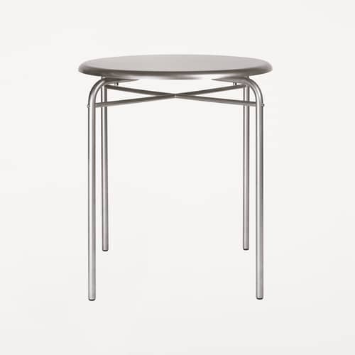 Table ronde Petit Rond OUTDOOR métal / Ø 65 cm - Frama  - Acier brossé - Acier inoxydable brossé