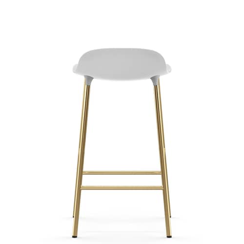 Tabouret de bar Form plastique blanc / H 65 cm - Pied laiton - Normann Copenhagen - Blanc / Laiton - Acier plaqué laiton, Polypropylène
