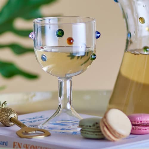 Verre à vin Thalia transparent / 250 ml - Bloomingville - Transparent / Multicolore - Verre soufflé bouche
