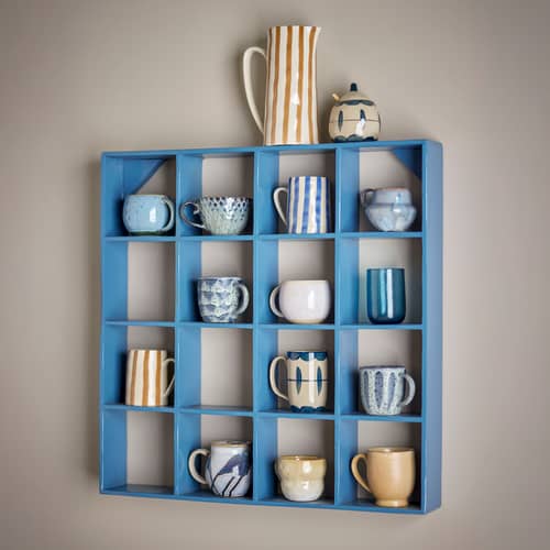Etagère murale Bekka bois bleu / 70 x 70 x P 10 cm - Bloomingville - Bleu - Bois de récupération