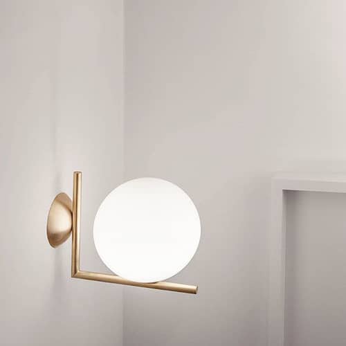 IC W2 Wall light glass metal / Ø 30 cm - Michael Anastassiades, 2014 - Flos - Brass - Blown glass, Steel