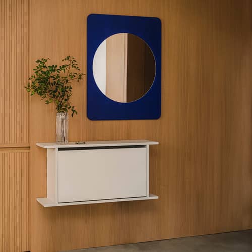Aku Wall mirror wood blue / W 70 x H 90 cm - NOO.MA - Sweet Blueberry -  Verre miroir, Birch plywood