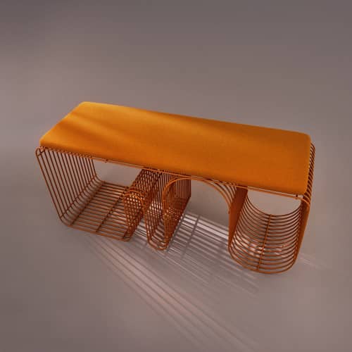 Accessoire / Coussin pour banc Curva - 95,5 x 32 cm - AYTM - Ambre bouclé - Mousse polyuréthane, Tissu bouclé