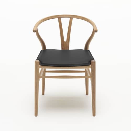 Accessoire  / Coussin pour Wishbone Chair - CARL HANSEN & SON - Cuir noir (Loke 7150) - Cuir, Mousse polyuréthane
