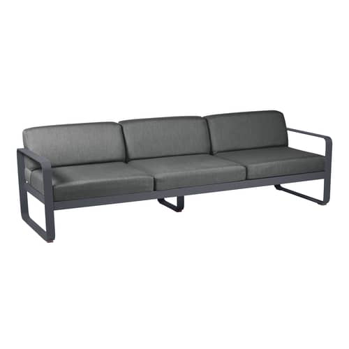 Canapé de jardin 3 places Bellevie métal tissu gris / L 235 cm - Tissu graphite - Fermob - Carbone / Tissu gris graphite - Aluminium laqué, Mousse, Tissu acrylique