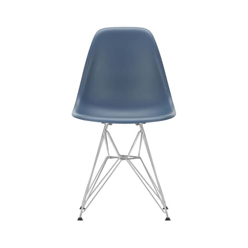 RE DSR - Eames Plastic Side Chair Chair plastic material blue / (1950) - Chrome legs / Recycled - Vitra - Sea blue / Chrome legs - Chromed steel, Post-consumer recycled plastic
