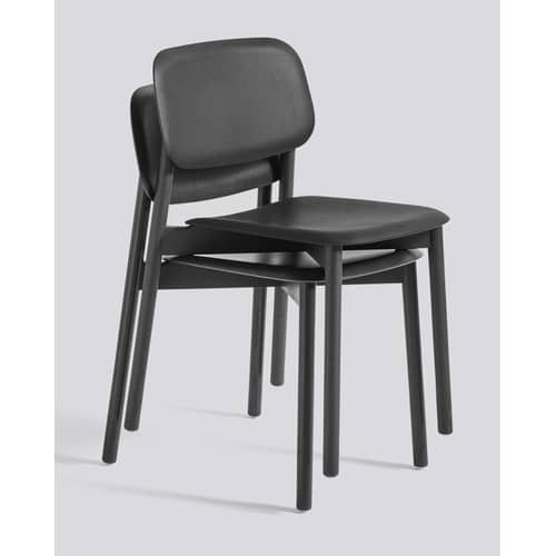 Chaise empilable Soft Edge 60 bois noir - Hay - Noir - Chêne massif teinté, Contreplaqué de chêne teinté