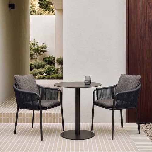 Fauteuil rembourré Capitan - Ethnicraft - Bronze foncé / Coussins brun - Aluminium thermolaqué, Corde, Tissu polypropylène