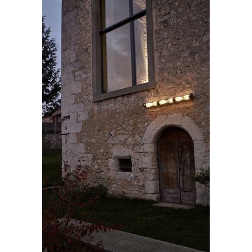 In The Tube 120-1300 Outdoor wall light metal glass gold L 132 cm - DCW éditions - Gold / Gold mesh - Borosilicated glass, Brass, Stainless steel