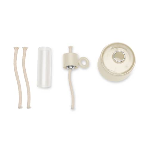 Lampada a olio Flamtastique XS materiale plastico beige / H 22,5 cm - Interno - Fatboy - Crema - Alluminio, Silicone, Vetro