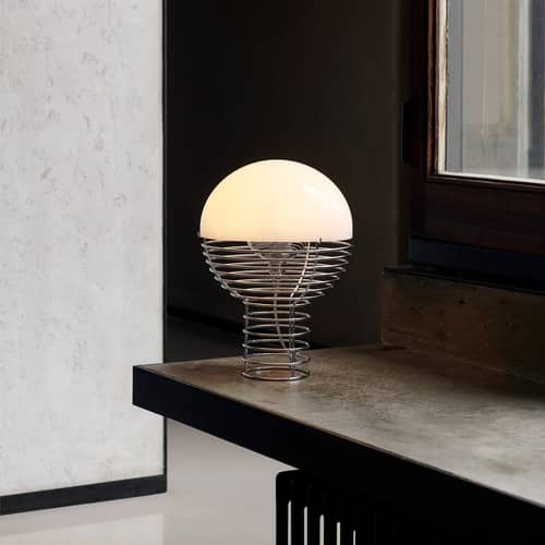 Lampada da tavolo Wire metallo bianco / Ø 30 x H 42 cm - Verner Panton, 1972 - Verpan - Bianco - Acciaio cromato, policarbonato
