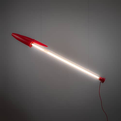 Lampe Bic Lamp plastikmaterial rot / LED - H 178 cm - Seletti - Rot - Polycristall