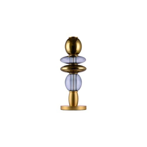 Lampe de table Léonor / Ø 15 x H 41,7 cm - ELEMENTS LIGHTING - Fumé / Or - Aluminium, Verre