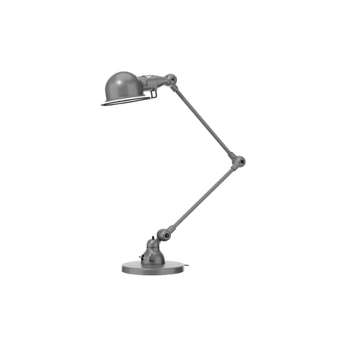 Lampe de table Signal SI333 métal argent / 2 bras - H 60 cm - Design 1950 - Jieldé - Titane - Acier, Fonte d\'aluminium