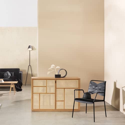Buffet Air bois naturel / Meuble TV - Cannage rotin - L 120 x H 81 cm - Design House Stockholm - Chêne / Rotin naturel - Cannage de rotin, MDF plaqué chêne
