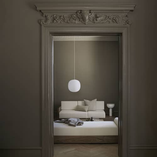 Lantern Large Pendant glass white / Ø 40 cm - NEW WORKS - Ø 40 cm - Ribbed frosted glass