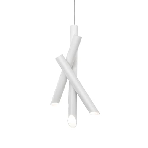 Pendelleuchte Tubes 3 LED metall weiß / H 50 cm - Nemo - Weiß - extrudiertes Aluminium