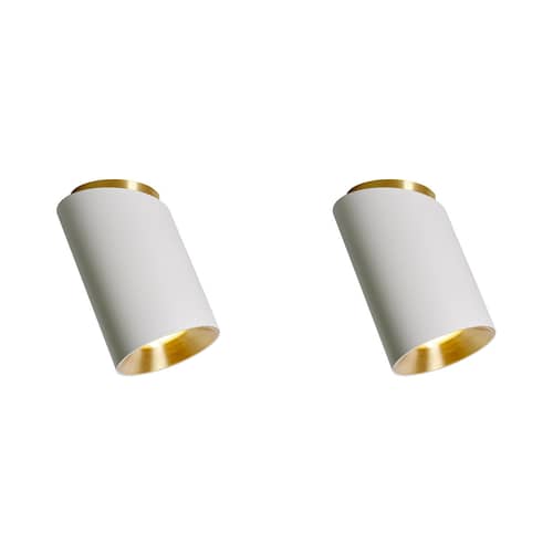 Promo-Pack  metall weiß / Set 2 Deckenleuchten Tobo C 85 - Ø 8,5 x H 14,6 cm - DCW éditions - Weiß - Messing, Stahl