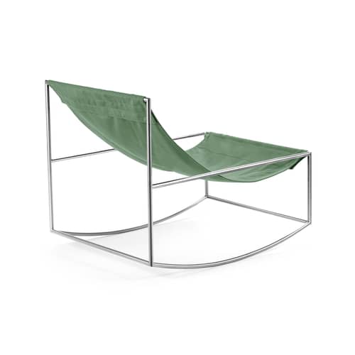  Rocking chair textile green OUTDOOR - valerie objects - Green / Polished steel Structure - Outdoor fabric, Stainless steel