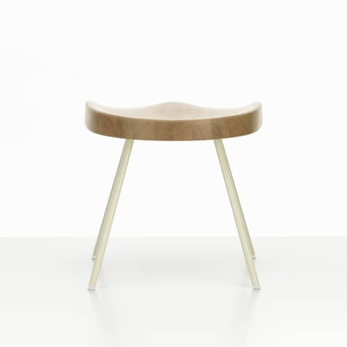 Sgabello N° 307 legno naturale / Jean Prouvé, 1951 - Vitra - Rovere naturale / Colomba bianca - Acciaio, Rovere massello naturale