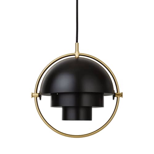 Suspension Multi-Lite Small métal noir / Ø 25 cm - Modulable & orientable / Réédition 1972 - Gubi - Noir / Cercle laiton - Métal