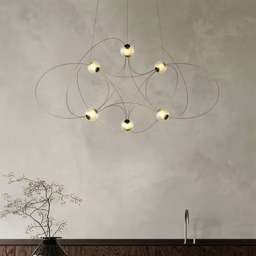Suspension Munari 6 / LED - Ø 120 x H 45 cm / Version pré-assemblée - DCW éditions - Or - Acier, Acrylique