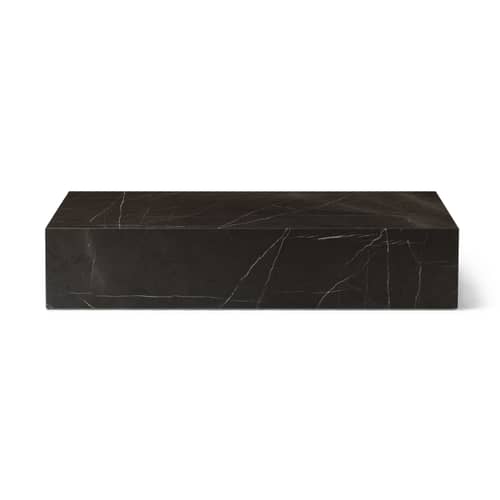 Table basse Plinth Grand marbre gris / Marbre - 137 x 76 cm x H 28 cm - Audo Copenhagen - Marbre Kendzo (gris) - Bois d\'acacia, Marbre