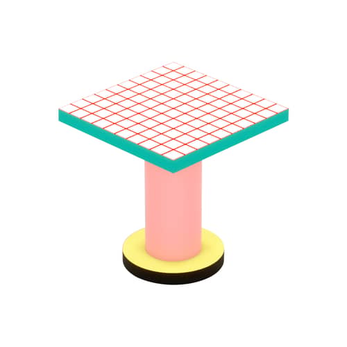 Table carrée Super Lounge Table bois multicolore / 70 x 70 cm - Seletti - Grille rouge - Bois, MDF, Stratifié