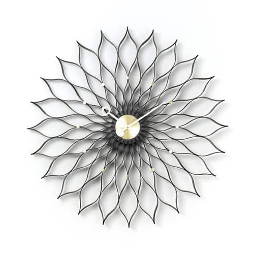 Uhr Sunflower Clock holz schwarz / By George Nelson, 1948-1960 / Ø 75 cm - Vitra - Schwarz - getönte Esche
