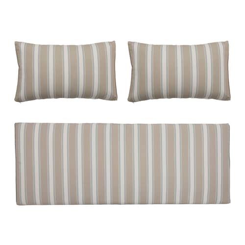 Accessoire / Set 3 housses de coussins pour canapé Mundo (sans garnissage) - Bloomingville - Rayé beige & blanc - Polyester