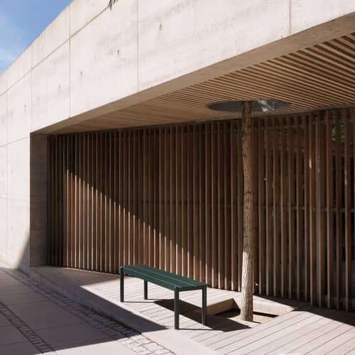 Banc Linear métal vert / L 170 cm - Muuto - Vert foncé - Acier revêtement poudre