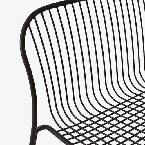 Banc avec dossier Thorvald SC111 métal noir / L 129 cm - &tradition - Noir chaud - Acier thermolaqué